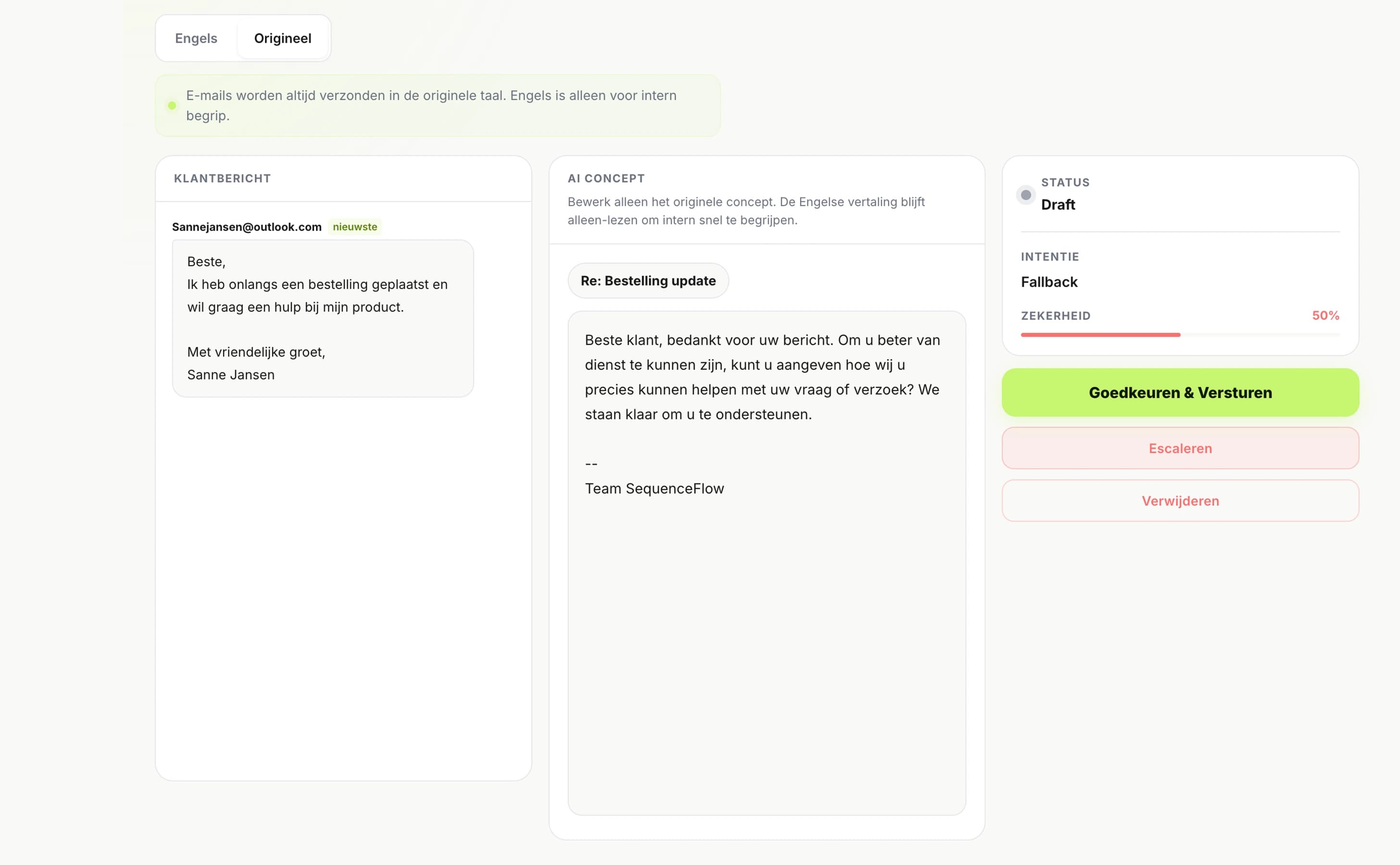 AI mailconcept klaar voor review en goedkeuring
