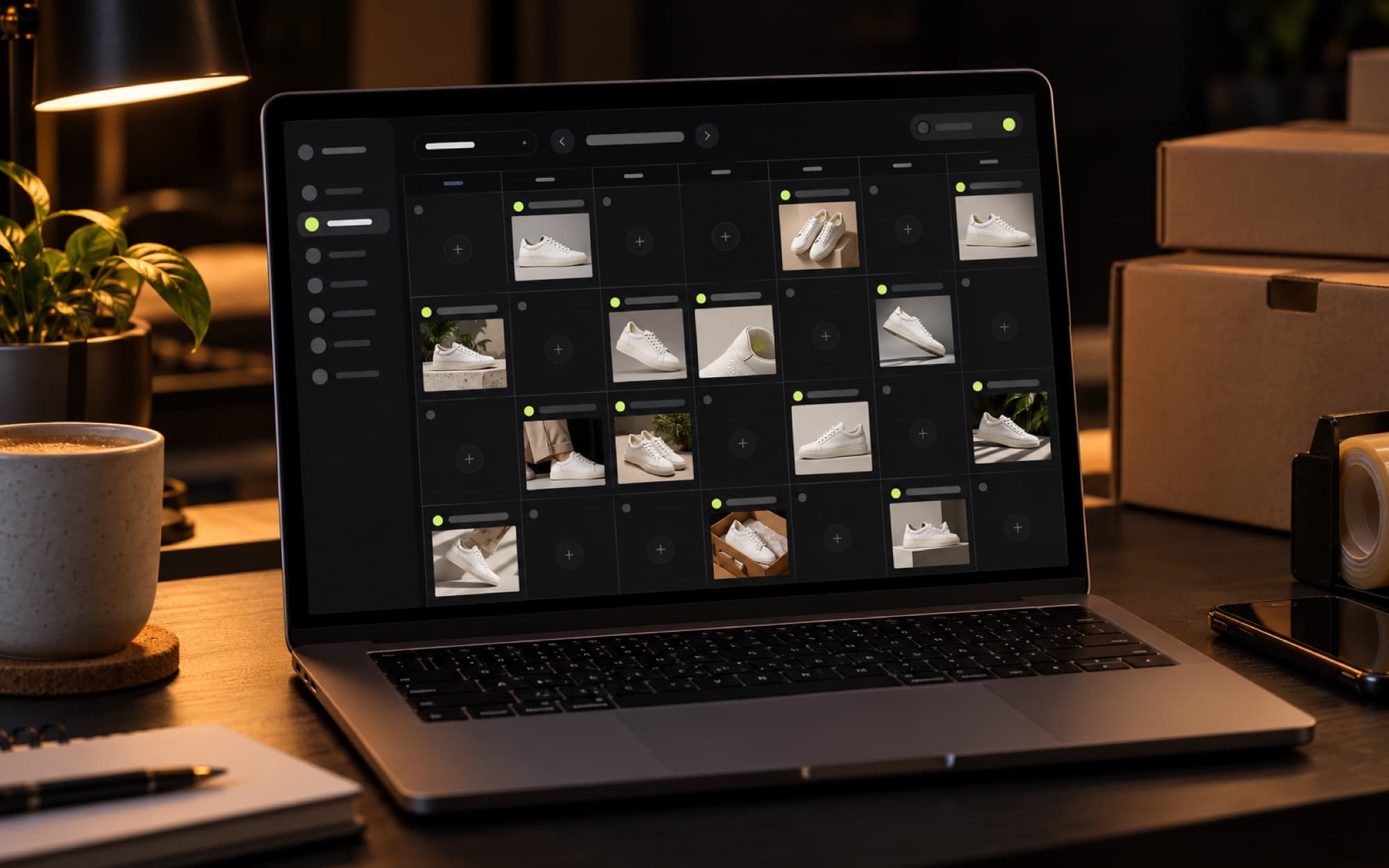 Contentkalender met geplande posts voor een webshop